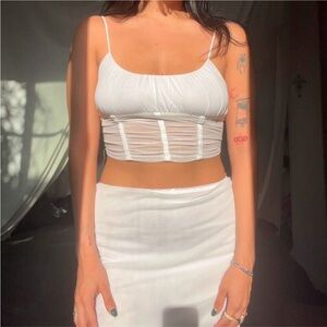 Princess Polly White Ruched Sleeveless Camisole Crop Top